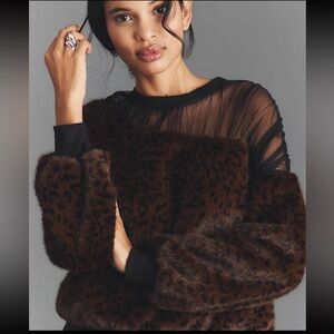 Anthropology Maeve Faux Fur In Set Pul Over Top.